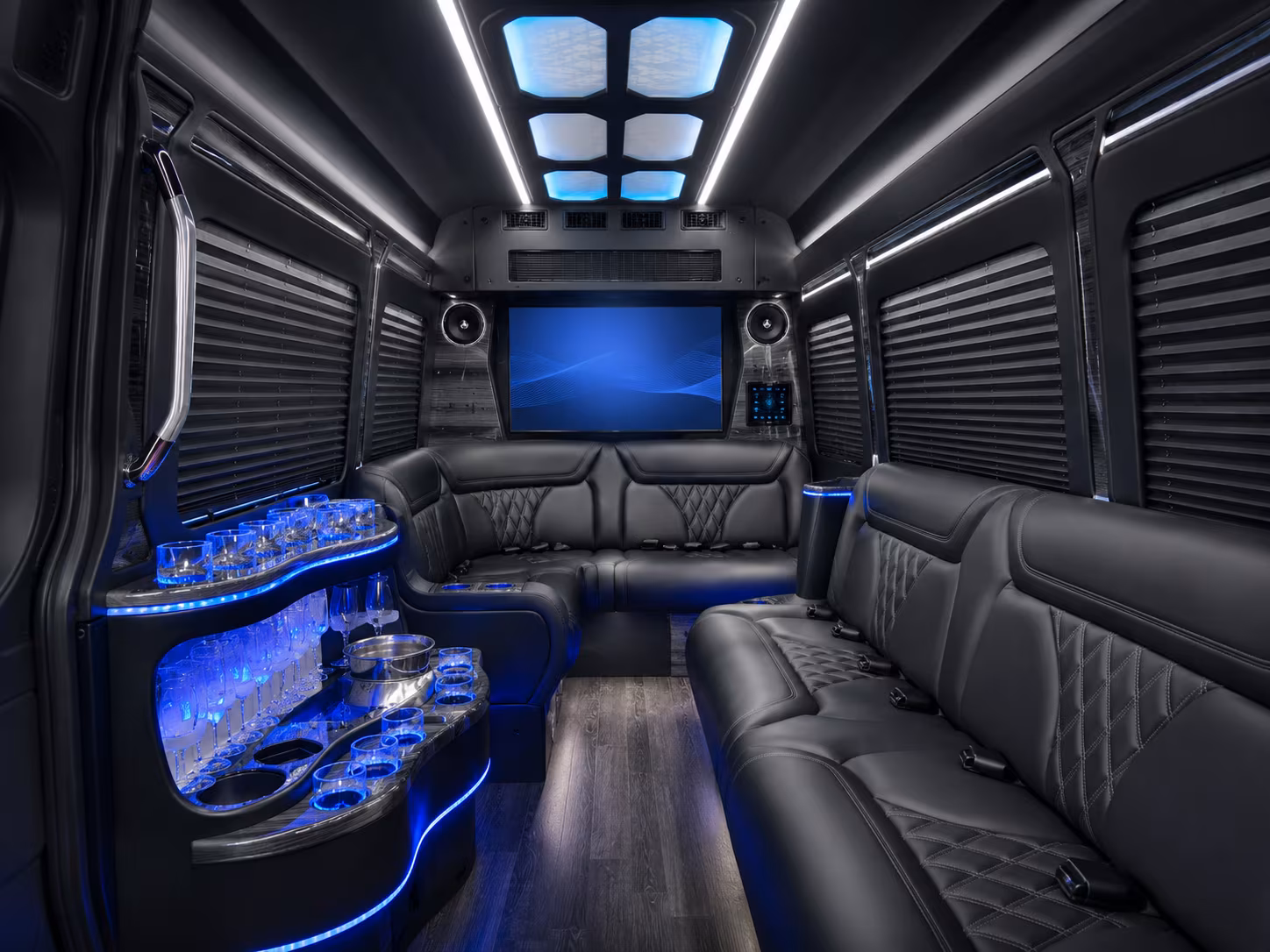 montebello 40 passenger party bus inside
