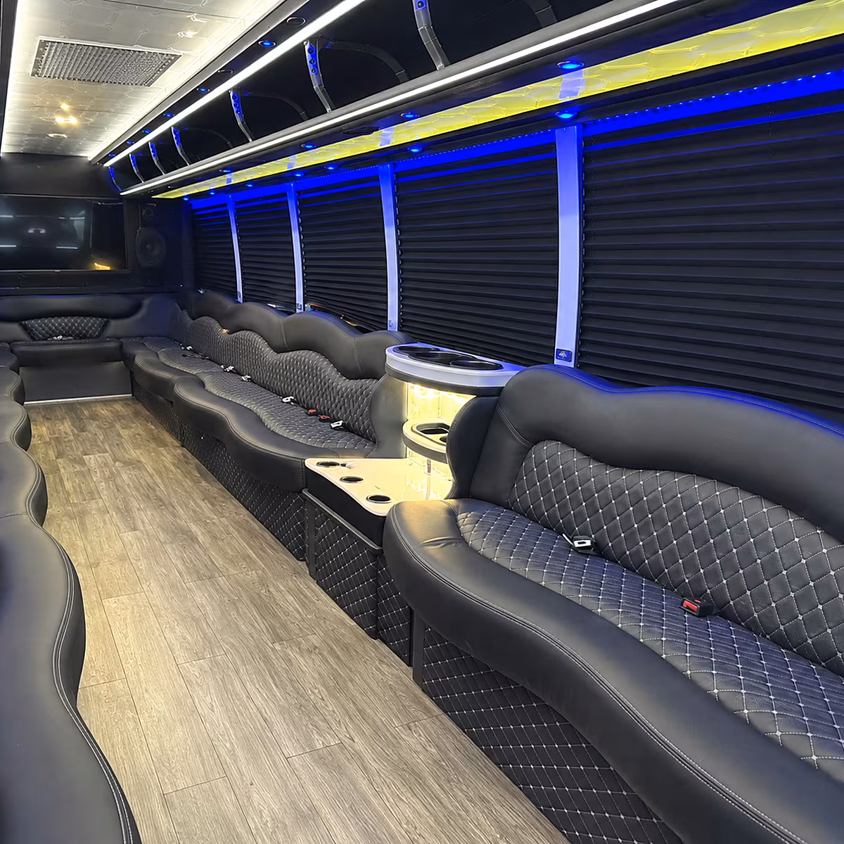 montebello party bus rental interior