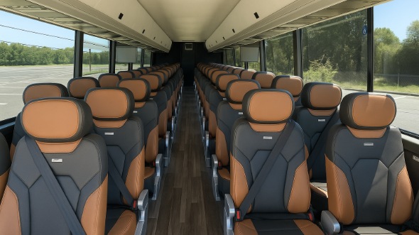 Interior of Charter Bus Company Norwalk's 54 Passenger Charter Bus in Norwalk