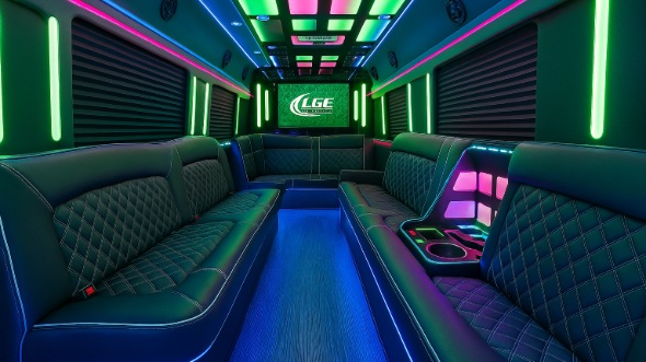 Interior of Charter Bus Company Pico Rivera's Party Bus in Pico Rivera