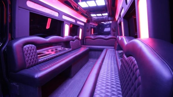 Interior of Charter Bus Company Rosemead's Sprinter Limo in Rosemead